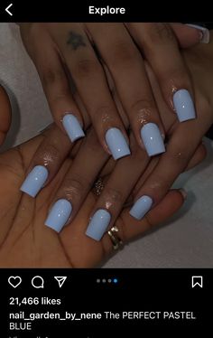 Baby Blue Short Square Nails, Light Blue Nails No Design, All Blue Nails, Calm Nails, Baby Blue Nails Ideas, Baby Blue Nails With Glitter, Motocross Photography, Solar Nails, Opi Gel Nails