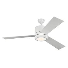 a white ceiling fan with a light on it