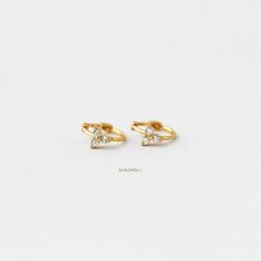 3 Leaf Clover CZ Helix Hoops, Gold, Silver SHEMISLI SH097 3 Leaf Clover, Save Trees, Helix Hoop, Silver Gift Box, Hoops Gold, Butterfly Earrings Stud, Star Earrings Stud, Wing Earrings, Star Studs