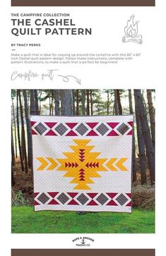 the quilt pattern is featured in this book, which features an image of a yellow and red