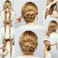 This is what my hair kind of looked like for Annie JR. .. Diy Updo, Braided Chignon, Chignon Hair, Balayage Blonde, 2015 Hairstyles, Penteado Cabelo Curto, Prom Hairstyles