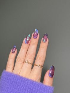 Velvet Nails Design, Sns Nails Designs, Purple Manicure, Rainbow Nails Design, Thermal Nails, Trendy Nail Designs, Cute Pink Nails, Graduation Nails