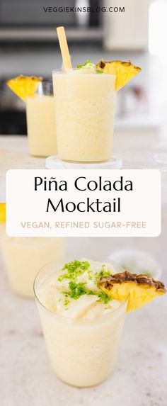 pina colada mocko cocktail with pineapple garnish