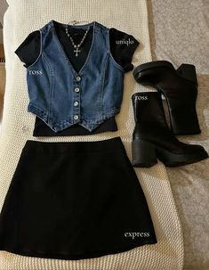 Wednesday Addams Full Outfit, Mini Skirt 90s Outfit, Black Pinstripe Skirt Outfit, Mxmtoon Concert Outfits, Short Lace Skirt Outfit, Veronica Sawyer Inspired Outfits, Sleeping With Sirens Concert Outfit, Record Store Outfit, The Outsiders Inspired Outfits