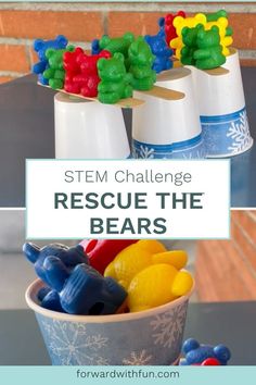 counting bears balanced on pape cups and popsicle sticks Kindergarten Stem Challenges, Simple Stem Projects, Stem Engineering Activities, Kindergarten Science Experiments, Math Stem Activities, Simple Stem Activities, Stem Activities Kindergarten, Stem Lesson Plans, Children Working