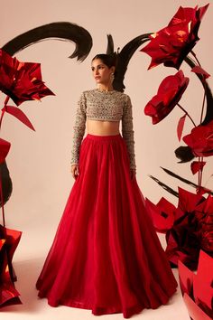 Embroidery On Lehenga, Lehenga Stiching Design, Navarathri Outfits, Red Lehenga Blouse Designs, Wedding Lehenga Reuse Ideas, Lehenga Top Design Blouses, Lehnga Designs 2024, Lehenga Skirt Designs, Stylish Blouse Design For Lehenga