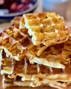 three waffles stacked on top of each other