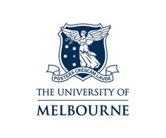 the university of melbourne logo with an angel on it's head and banner above it