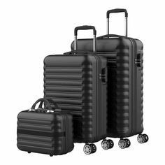 Do you like to be fashionable and love accessories? We bring you the Set of suitcases Numada Upfly Black (3 Pieces) and a comprehensive range of on-trend bags and wallets! Characteristics: With wheels Four wheels rotating 360º Wheels: Wheels x 4 Type: Set of suitcases Colour: Black Material: ABS Number of pieces: 3 Pieces Type of fastening: Combination padlock Includes: Cabin suitcase 34,5 L 13 Kg (53 x 33,5 x 22 cm) Medium suitcase 60 L 18 Kg (63 x 39,5 x 26,8 cm) Travel Vanity Case 11 L 5 Kg ( Travel Vanity, Cabin Suitcase, Kids Perfume, Vanity Case, Decorating With Pictures, Unisex Gifts