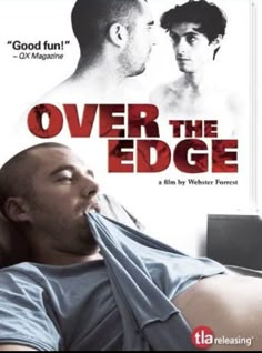 the movie over the edge features a man laying in bed with his mouth open and tongue out