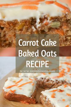 carrot cake baked oats recipe on a cutting board