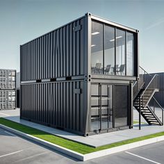 an office building made out of shipping containers