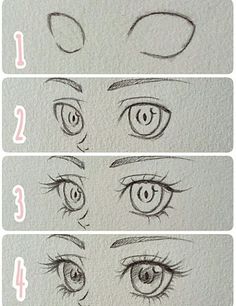 how to draw eyes step by step for beginners with pictures and text on it