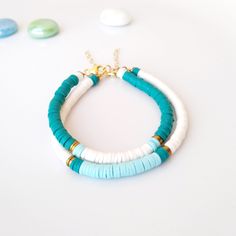 Heishi Jewelry, Bracelets Dainty, Jewellery Summer, Clay Bead Necklace, Heishi Bracelet, Surf Jewelry, Homemade Bracelets, Stack Bracelets, Polymer Clay Bracelet