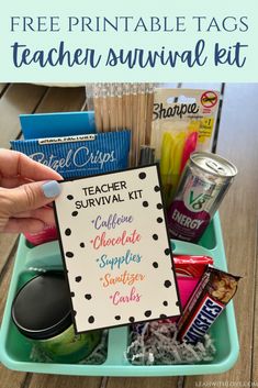 a teacher survival kit with the text free printable tags