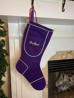 Christmas Cockpit Crown stockings are made from upcycled Crown Royal bags and new materials.  In addition to the main stocking compartment, the Crown bag functions as an extra hiding spot for a special little gift.   Hear the whisky lover in your life mean it when they say thanks! Each stocking is unique and listed sep Crown Royal Bags Ideas Diy, Crown Royal Diy, Crown Royal Crafts, Royal Gifts, Crown Royal Quilt, Crown Royal Bags, Liquor Bottle Crafts, Sewing Machine Quilting, Royal Christmas