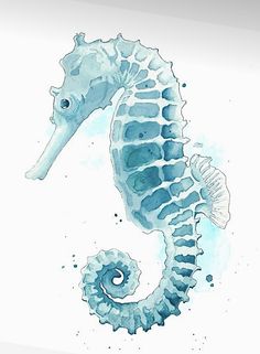 a watercolor painting of a sea horse