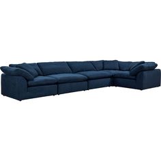 ""Sunset Trading Cloud Puff Collection is truly as comfortable as it looks. Enjoy this feeling of total relaxation in your home, loft or apartment with this cool sectional collection. Contemporary low frame makes the sleek configurable sofa, loveseat and ottoman ideal to bring your open living spaces together. So versatile, instead of a futon in your dorm, spare bedroom or home office, feather pillow top seating supported by inner springs make this as cozy as a bed. Build your own, modular left Extra Long Couch, Sofa Navy Blue, Sofa Navy, Navy Blue Sofa, Deep Seated Sofa, Open Space Living, Modular Sectional Sofa, Furniture Slipcovers, Spare Bedroom