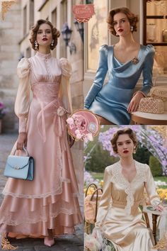 Step back in time with our romantic vintage fashion collection, where timeless elegance meets modern flair. From lace dresses and pearl accessories to tailored blouses and A-line skirts, these outfits evoke the charm of bygone eras with a contemporary update. Perfect for date nights, special occasions, or simply adding a touch of vintage glamour to your everyday look. 🌹 #VintageFashion #RomanticStyle  Hashtags: #TimelessElegance #RetroFashion #VintageVibes #ClassicStyle #ModernVintage Romantic Era Fashion, Romantic Era, Era Fashion, Pearl Accessories, Date Nights, Lace Dresses, Step Back, Vintage Glamour