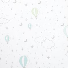 a wallpaper with hot air balloons and stars