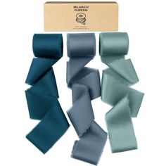 PRICES MAY VARY. 【Handmade Fringe Satin Ribbon Set】The set includes 3 rolls of handmade fringe silk satin ribbons, each measuring 1.5 inches by 7 yards, totaling 21 yards. They come in shades of dark teal blue, dusty blue, and dusty green, with mature, mysterious, and elegant tones. The silk cloth ribbon is 100% handmade, including dyeing, tearing into ribbons, and creating frayed edges. resulting in higher quality and adding to the individualized and primitive beauty of the irregular and imperfect fringes. 【Fringe Chiffon Silk Ribbon】 The premium chiffon silk ribbon has a smooth and soft texture, offering a comfortable and gentle touch with a distinctive sheen. The vintage and rustic frayed edges, along with the sleek fabric, create a beautifully draping effect. The silk fabric ribbon wit Slate Blue Wedding, Bouquets Diy, Gift Wrapping Wedding, Bouquet Home Decor, Teal Ribbon, Chiffon Ribbon, Handmade Invitations, Sage Green Wedding, Bouquet Wrap