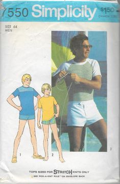 an image of a man in shorts and t - shirt on the cover of a sewing pattern