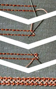 three different types of stitchs are shown together