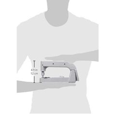 the silhouette of a man holding a sewing machine in one hand and pointing at it