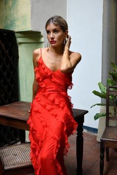 Cecelia Dress, Ruffle Long Dress, Rat And Boa, Rent Dresses, Bodycon Evening Dress, Dress Hire, Spaghetti Strap Prom Dress, Red Dresses Classy, Long Bodycon Dress