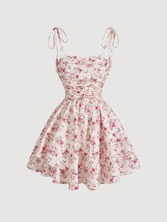 Women'S Floral Print Spaghetti Strap Dress Multicolor Boho  Sleeveless Woven Fabric Floral,All Over Print Cami Non-Stretch  Women Clothing, size features are:Bust: ,Length: ,Sleeve Length: Casual Cute Dresses, Floral Corset Dress, Cute Dresses Casual, Short Floral Dress, Cute Sundresses, Coquette Dress, Short Sundress, Pink Sundress, Cute Dress Outfits