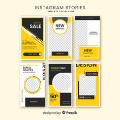 a set of instagramtures with yellow and black colors