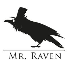 the logo for mr raven with a top hat on it's head and an eyeball in its beak