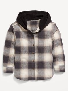 built-in hood long sleeves buttoned cuffs patch pocket at chest rounded hem all-over plaid print loose fit hits below waist models is approx.  4’7” and wears size m (8)machine wash according to the care instruction label Walmart Hooded Flannel, Hooded Flannel Shirt Youth Sizes, Hooded Plaid Flannel Shirt, Button-up Plaid Outerwear For Outdoor, Plaid Button-up Outdoor Outerwear, Hooded Flannel, Pajamas Gift, Family Pajamas, Family Maternity