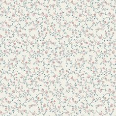 a white wallpaper with pink and blue flowers on it