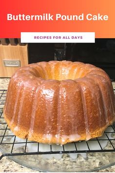 a bundt cake sitting on top of a cooling rack