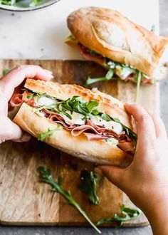 This classic French Baguette Sandwich, a Jambon Beurre Sandwich is layered on a French baguette with prosciutto, herbed butter, brie, and peppery arugula. Ham And Brie Baguette, Meal Prep Sandwich Ideas, Baguette Sandwich Ideas Simple, French Baguette Sandwich Ideas, Baguette Recipe Sandwich, Prosciutto Baguette, Baguette Sandwich Ideas, Ham Baguette, French Baguette Sandwich