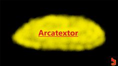 the word araatextor is written in red and yellow on a black background