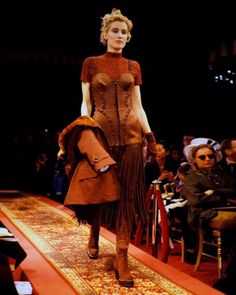 Jean Paul Gaultier Brown Corset Dress with Cone Bra and Fringed Hem, fw 1990 For Sale at 1stDibs Brown Corset Dress, Jean Paul Gaultier Corset, Gaultier Corset, Bra Corset, Brown Corset, Brown Satin, Cone Bra, Paul Gaultier, Corset Dress