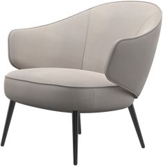 an upholstered chair with black legs and a light gray fabric seat, viewed from the front