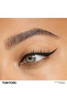 What it is: A dual-ended liquid eyeliner with a fine calligraphy tip on one end and a brush on the other to create a range of sleek to dramatic effects.What it does: Dual-ended. Sleek. Precise. Complete the look of the Tom Ford seductive eye with exceptional polish, using this innovative, dual-ended liquid liner. It delivers ultimate precision and makes fluid strokes easy to achieve. Featuring a fine calligraphy tip on one end and a brush on the other, create a spectrum of transforming effects f Tom Ford Eyeliner, Subtle Liquid Eyeliner, Liquid Eyeliner Small Wing, Eyeliner Liquid, Seductive Eyes, Liquid Eyeliner Pen, Mob Wives, Winged Liner, Liquid Liner