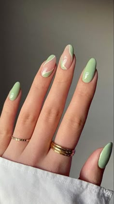 Kutek Disney, Green Acrylic Nails, Nails Classy, Green Nail