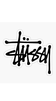 the word afessy written in black ink on a white background sticker with an artistic