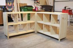 the shelves are made from plywood and have been painted white