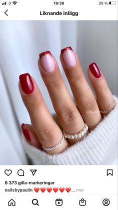 Valentine's Work Outfit, Red Gel Manicure Ideas, Colored French Tip Nails Squoval, Design Summer Nails, Summer Nails Ideas, Summer Nails 2023, Unghie Sfumate, 2023 Nails, Nails Art Designs