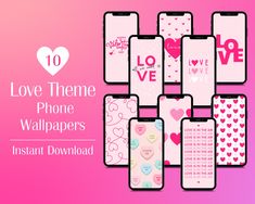 love theme phone wallpapers with hearts and hearts in pink, white and red