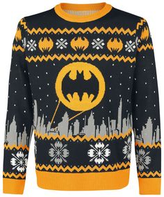 Gotham Strick-Sweater von Batman  für Männer Batman Merch, Batman Gotham City, City Christmas, Rock Star Party, I Am Batman, Batman Logo, Band Merchandise, Christmas Jumper, Anime Princess