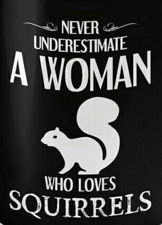 a woman who loves squirrels coffee mug with the words never underestimate a woman