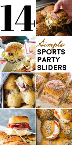 14 Simple Sports Party Sliders! If you're looking for a one-pan way to please the crowd at your next sports party, this list of simple slider recipes is a total win! | HomemadeHooplah.com Sandwiches For Super Bowl, Superbowl Slider Recipes, Game Day Sliders, Party Sliders, Slider Sandwiches, Party Sandwiches, Tailgating Recipes, Tailgate Food