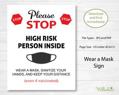 a poster with the words stop and mask on it