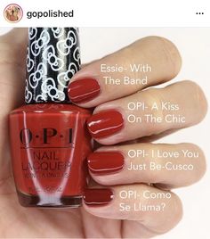 Autumn Nails Wedding, An Affair In Red Square Opi, Opi Charged Up Cherry, Can’t Read Without My Lipstick Opi, Opi Gel Nail Colors, Nail Info, Opi Rhinestone Red-y, Opi Red-y For The Holidays, Opi Nail Polish Colors